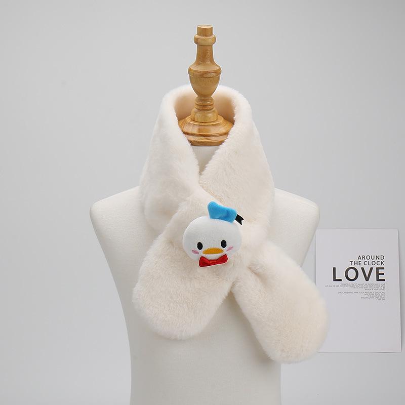 

2025 Cartoon Cute Faux Rabbit Fur Children s Plush Scarf - Winter Thickened Neck Warmer for Boys and Girls.