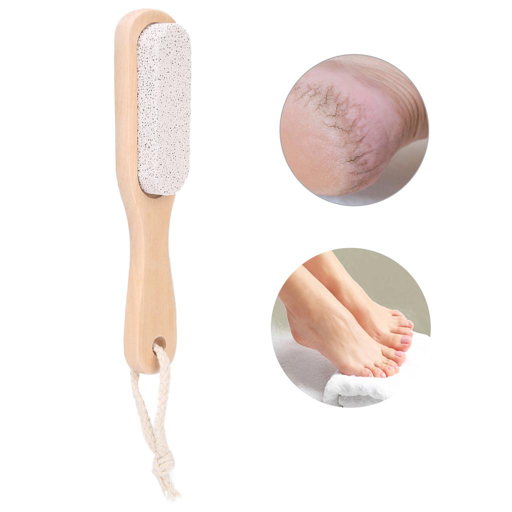 Foot File Dead Skin Callus Removing Pumice Stone Foot Pedicure Tool with Wooden Handle