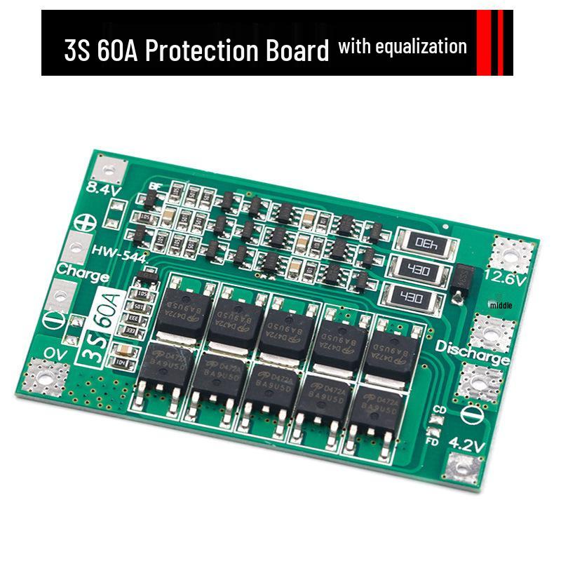 40A/60A Balanced Enhanced Lithium-Ion Battery Charger Protection Board for 3/4 Series, Electric Drill Compatible