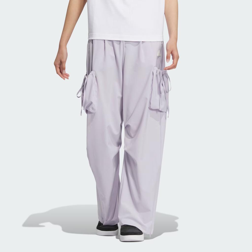 Adidas Dance Woven Tracksuit Bottoms Solid Color 3D Pocket Loose Straight Leg Woven Sports Pants Women Bottoms Silver JI9789
