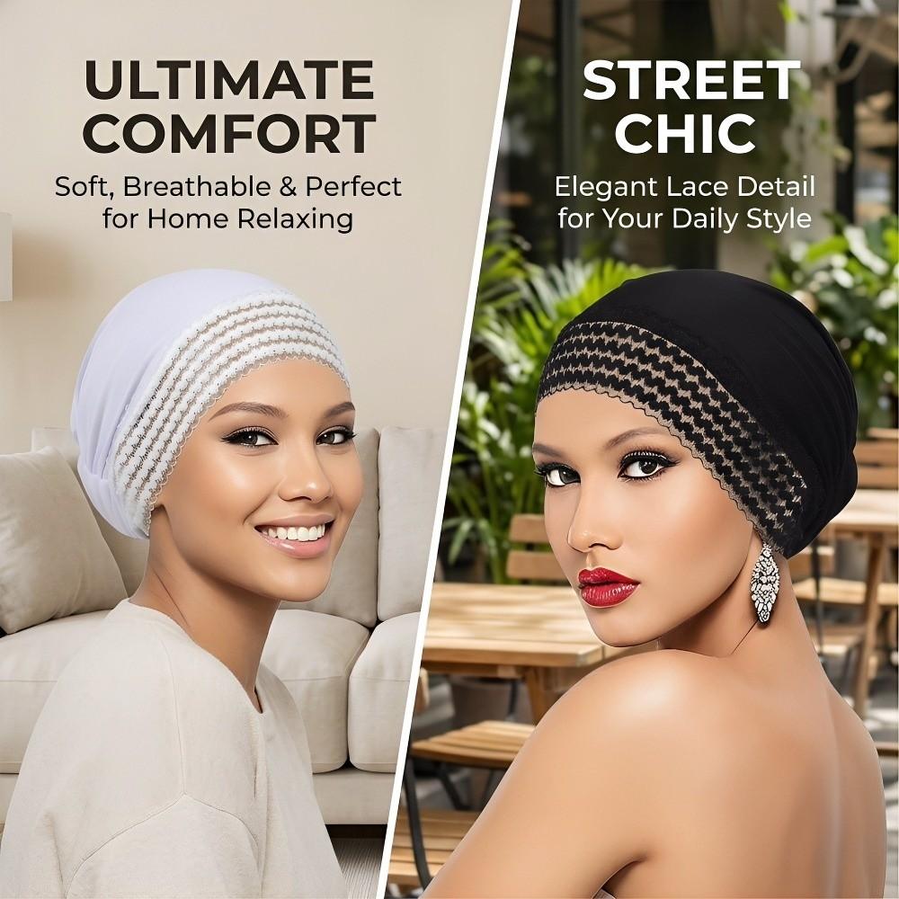 Lace Flower Headwrap Cap Breathable Lace Trim Hat New Postpartum Cap Daily Casual Wear