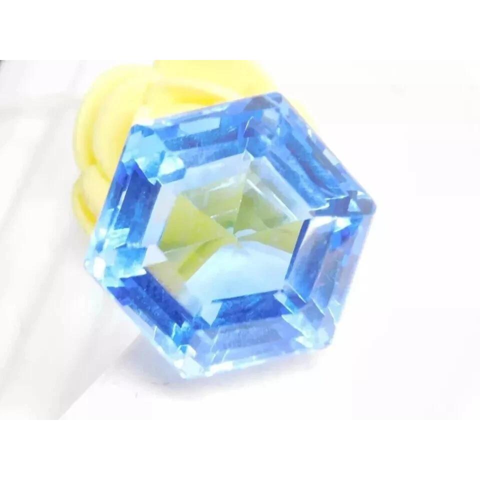 14+ Ct Natural Blue Topaz Hexagon Cut Fabulous Certified Loose Gemstone