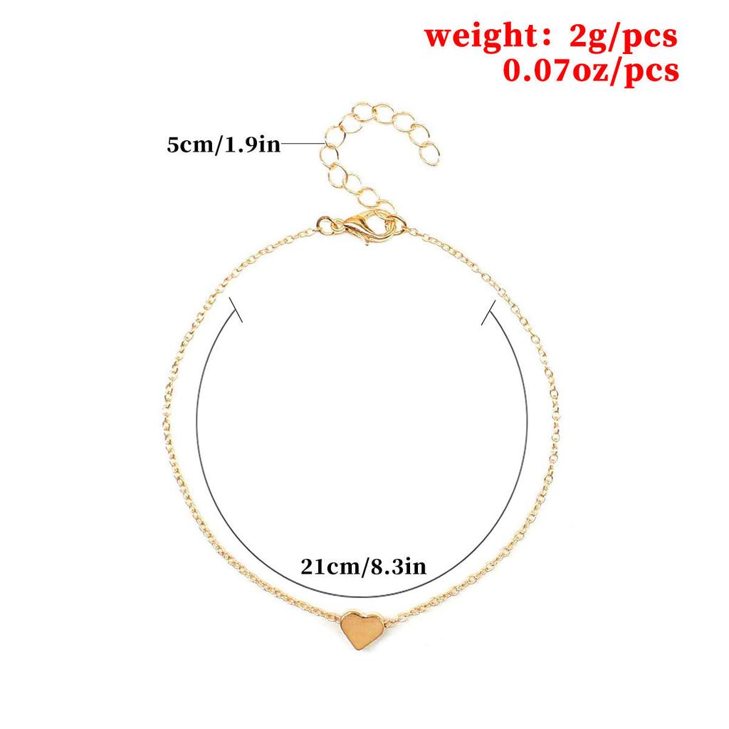 Hot-selling in Europe and America, versatile in summer, simple and sexy heart-shaped love peach heart anklet, wholesale
