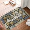 Retro Geometric Entry Door Mat Entrance Doorway Non Slip Wear Resistant Floor Mat Home Decoration Doorway Carpet
