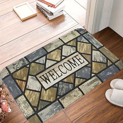 Retro Geometric Entry Door Mat Entrance Doorway Non Slip Wear Resistant Floor Mat Home Decoration Doorway Carpet