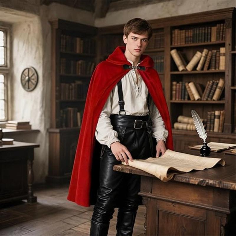 Medieval Cloak For Adults Cold Weather Outdoor Activities Easy Closure Design Polyester Cape Halloween Costume