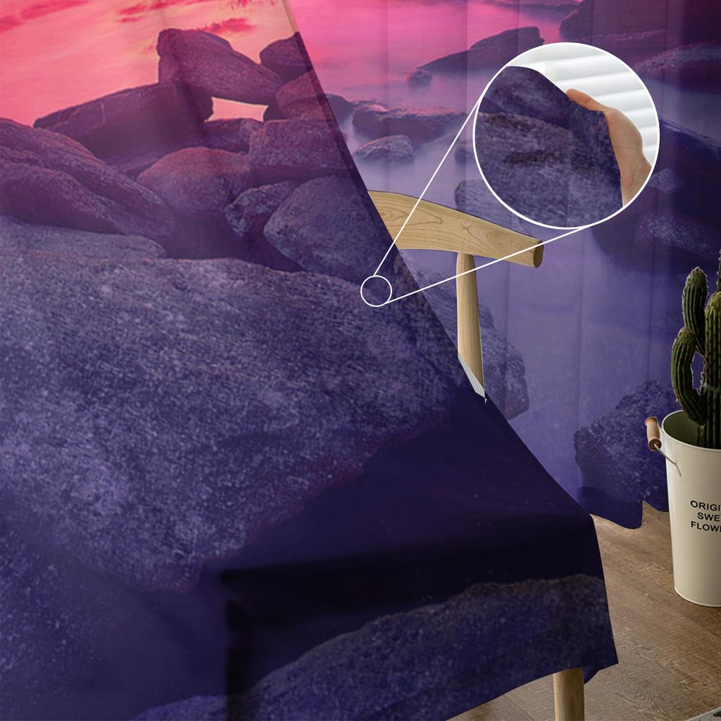 Seaside Beach Sunset Dusk Modern Tulle Curtains For Living Room Bedroom Home Kitchen Window Sheer Curtains