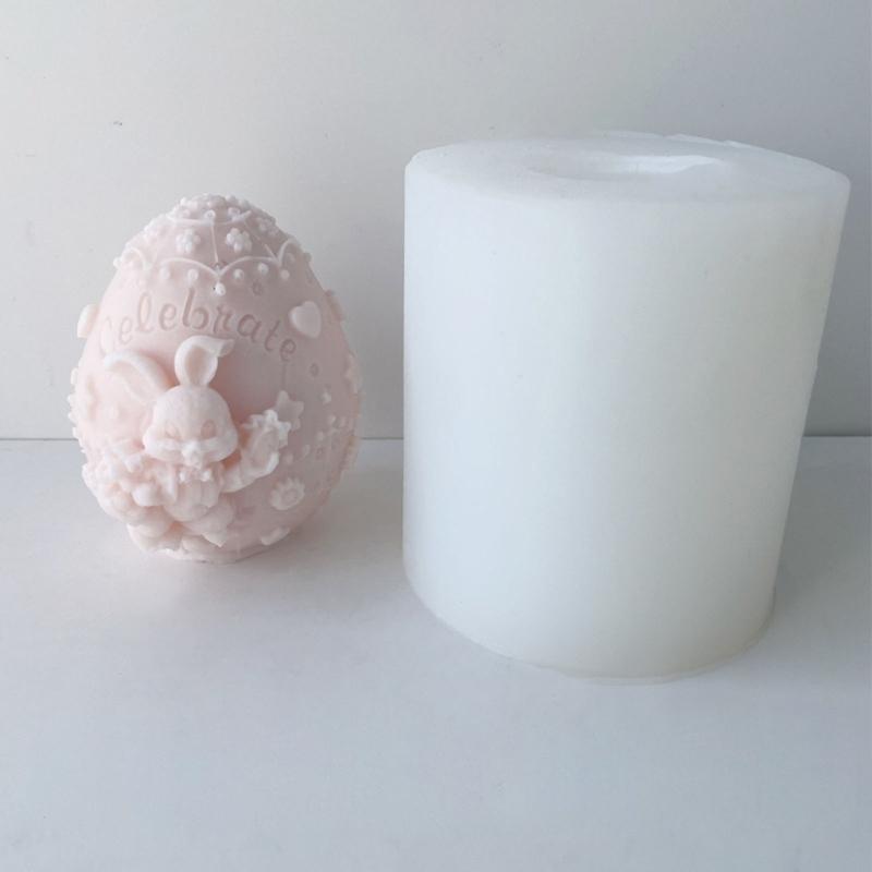 3D Easter Egg Bunny Silicone Candle Mold Decor Clay Resin Soap Mould Handmade Candle Making Fondant Cake Baking Decor