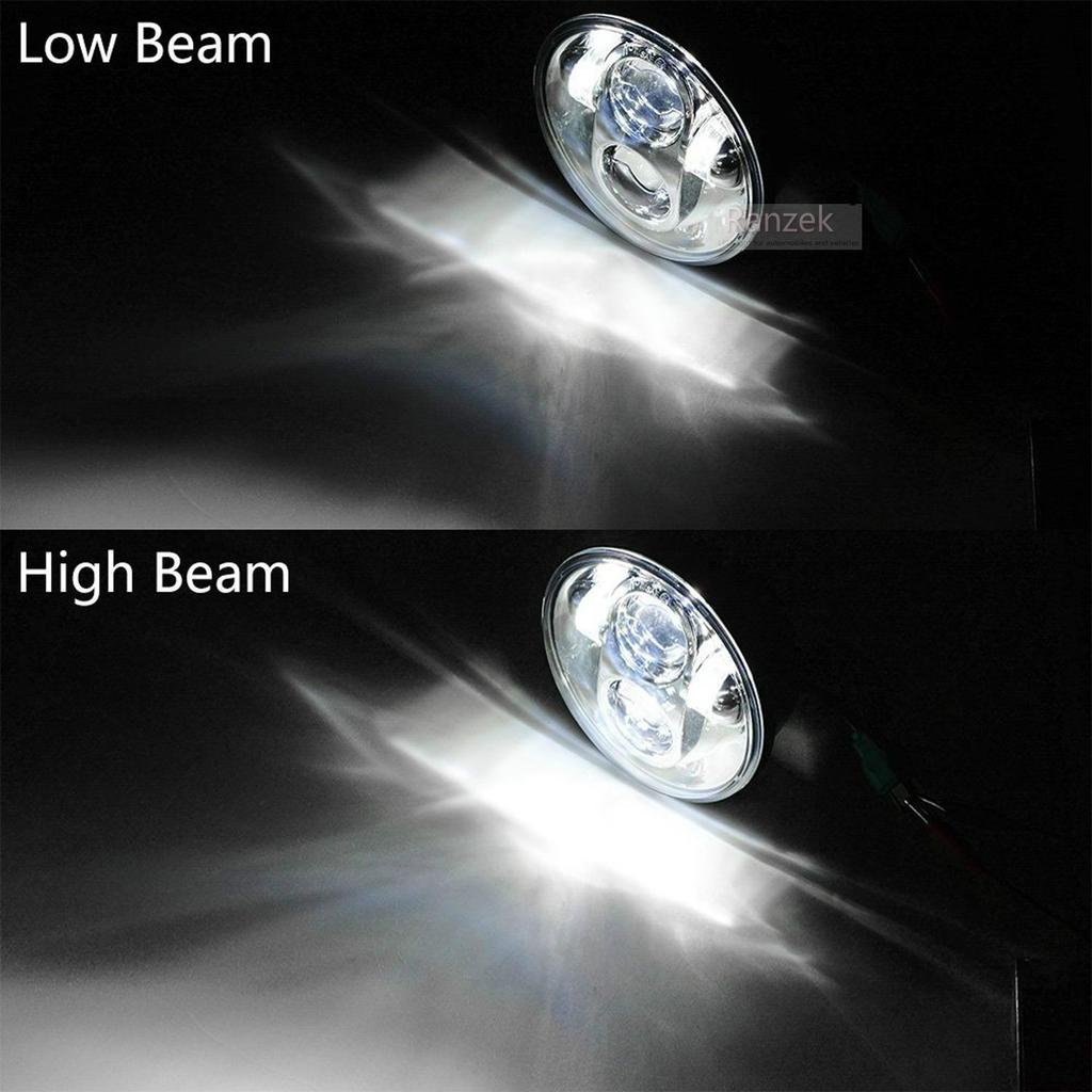 Ranzek Inch Cree LED Projector High Beam Headlight for Motorcycles 5-3/4 5.75 (Chrome)