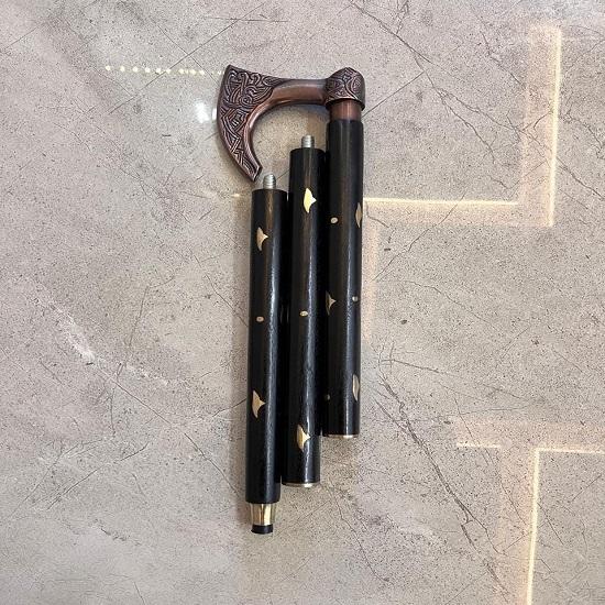 Ręcznie robiony Wikingowski Topór Laska Mosiądz Drewno Średniowieczna Laska Rekwizyt LARP Cosplay