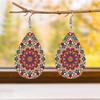 Bohemian Style Colorful Mandala PU Leather Earrings Boho Earrings Trendy Female Earrings Elegant Fashion Earrings Christmas Gifts for Women