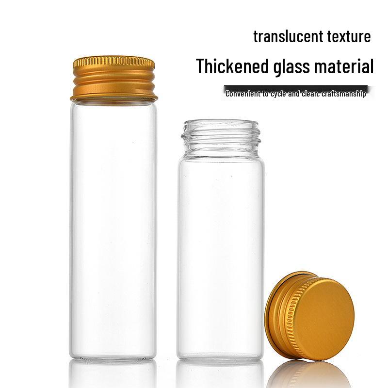 Gold Aluminum Cap 30mm Screw High Transparency Glass Bottle for Reagent, Medicine, Powder, or Agarwood Display