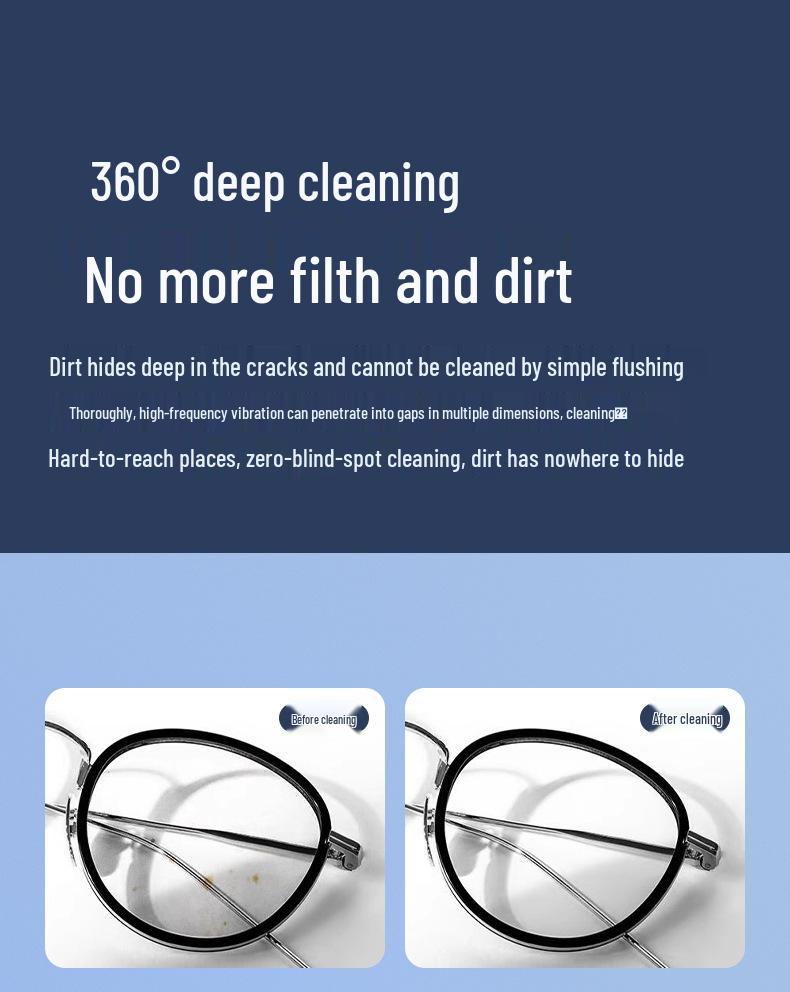 USB High-Frequency Vibration Cleaner for Glasses & Jewelry - Automatic, Multifunctional with Blue Light