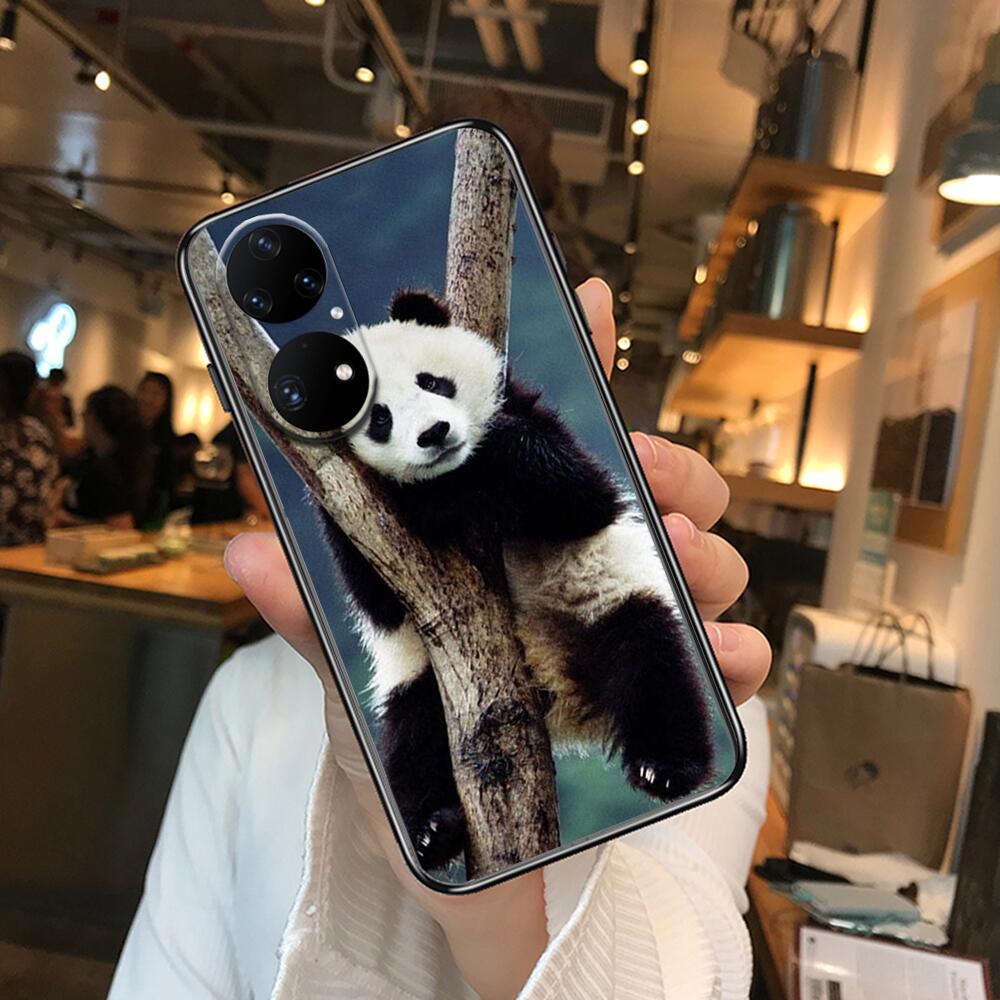 Super roztomilé pouzdro na telefon Panda pro Huawei p50 P40 p30 P20 10 9 8 Lite E Pro Plus Black Etui Coque Painting Hoesjes comic fas