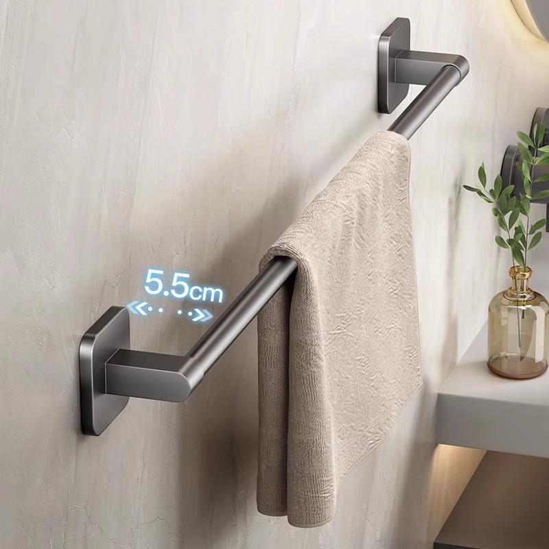 Portasciugamani da Parete in Alluminio Spaziale con Adesivo Nano Senza Tracce per Storage in Bagno