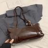 Korean Style Boston Pillow Bag Solid Color with Pendant Retro Underarm Bag Minority Design Commuting Vintage Shoulder Bag