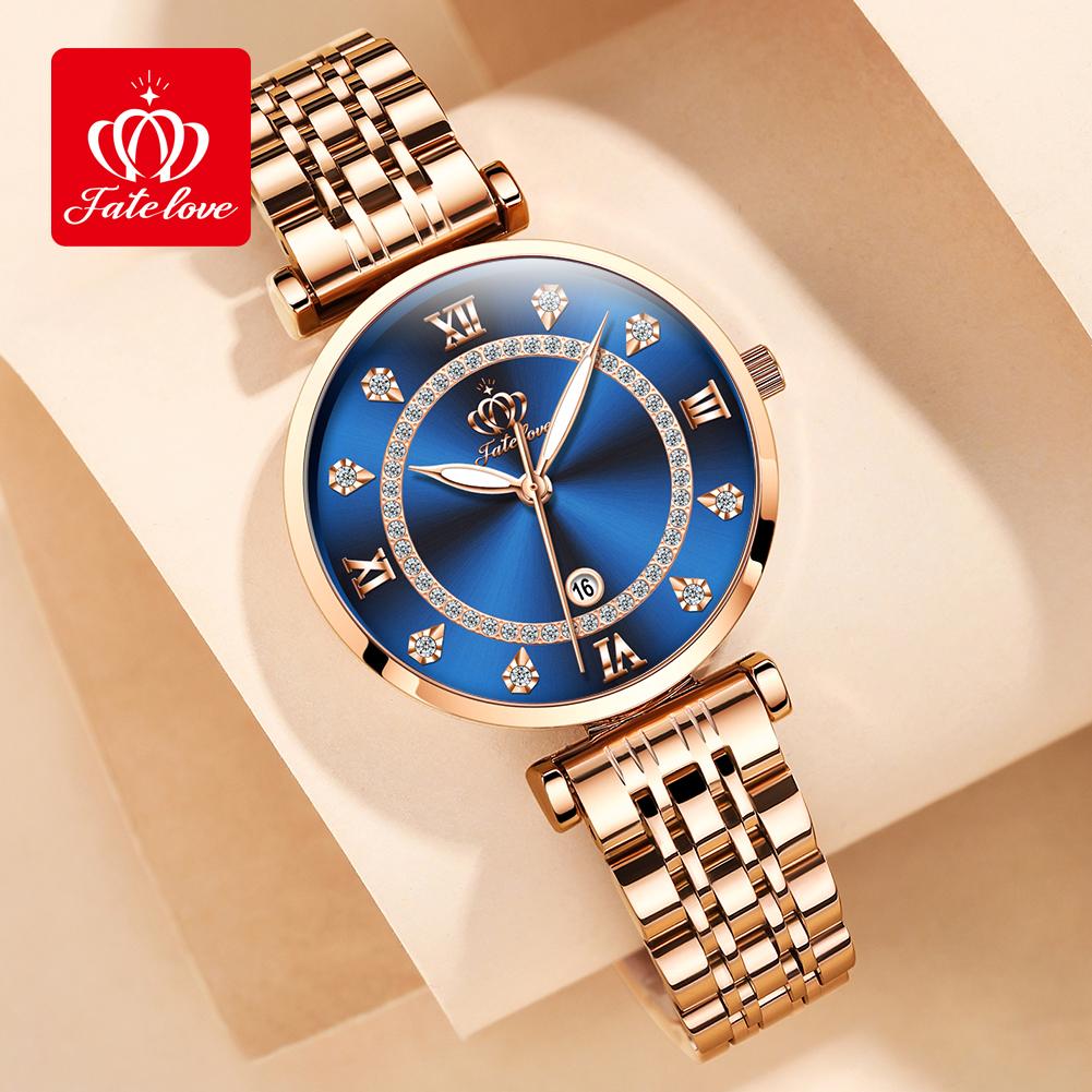 Fate Love Brand Steel Strip Diamond Inlaid Quartz Women's Watch 5866