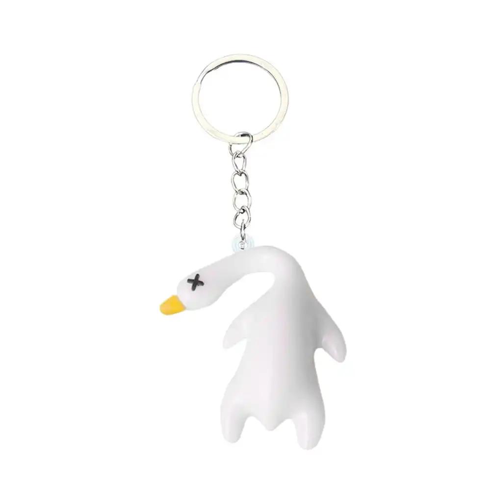 Funny Goose Keychain Roast Duck Rope Keyring Backpack Car Ultraviolet Color Change White Key Chain Keychain Accessories