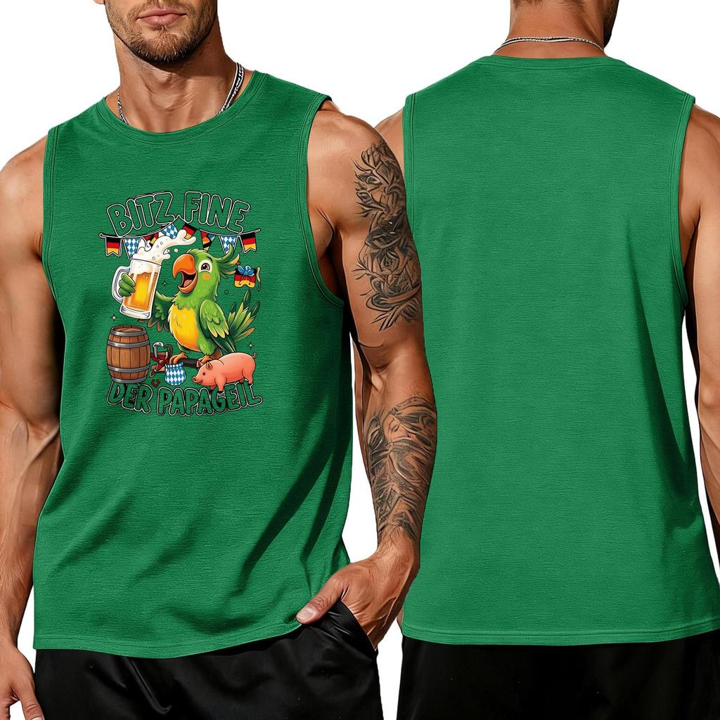 Men's Sleeveless Tank Top Tropical Style Summer Casual Loose Fit Lightweight Daily Wear Beach Shirt for Outdoor Activities