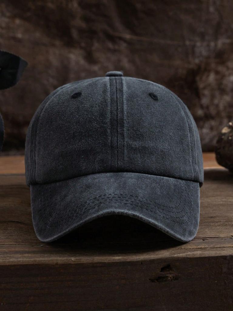 1pc Unisex Solid Color Outdoor Leisure Adjustable Washed Baseball Cap