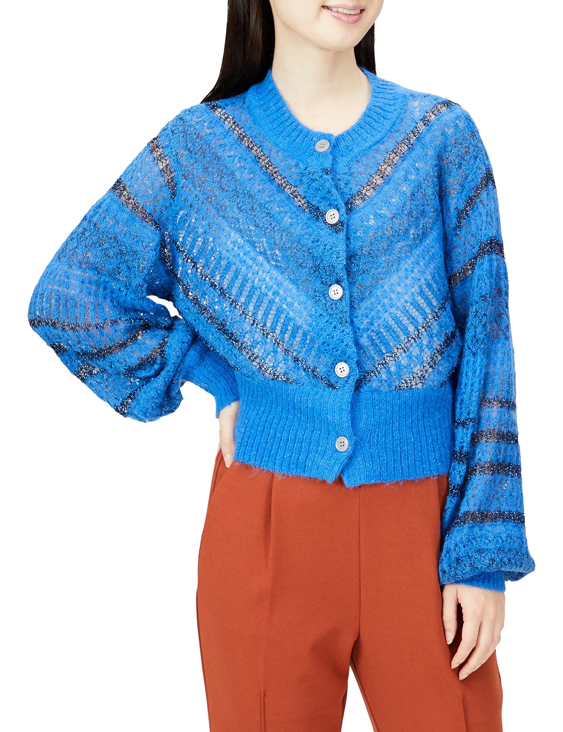 

Топ трикотажный жаккардовый мохеровый Lily Brown LWNT224101 BLU F Ламе Женский синий