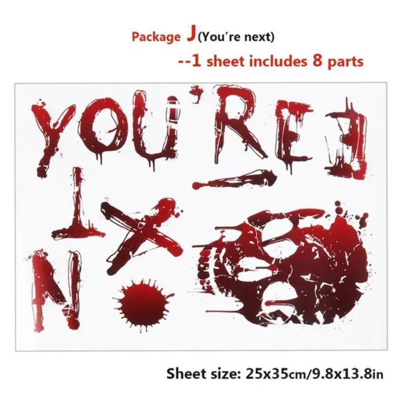 1 Package Halloween Bloody Sticker with Hand Foot Print Self-Adhesive Window Clings Horror Blood Splatter Halloween Party Wallpaper Clear Sticker