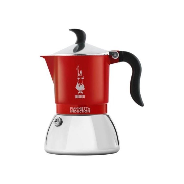 Italienische Kaffeemaschine Bialetti Fiammetta Induktion 4 Tassen 0,18L Aluminium Farben rot-schwarz