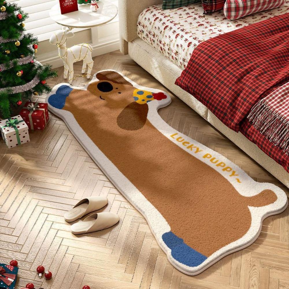 50*120cm Cartoon Bedroom Rug Wear-resistant Absorbent Sausage Dog Long Carpet Thick Imitation Cashmere Non-slip