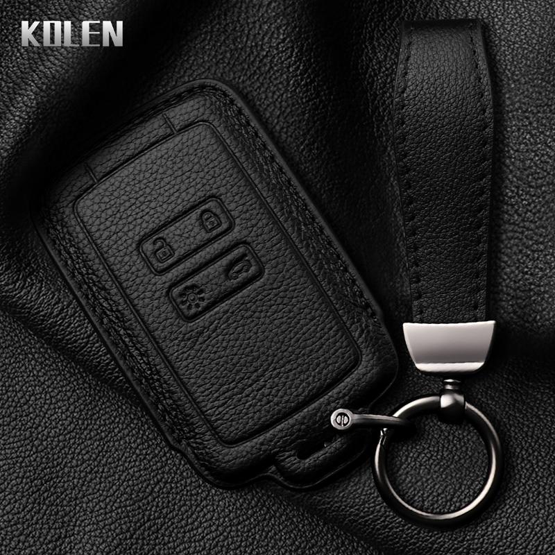 Genuine Leather Car Card Key Case Cover Shell For Renault Koleos Captur Megane Clio Scenic Talisman Arkana For Dacia Sandero Fob