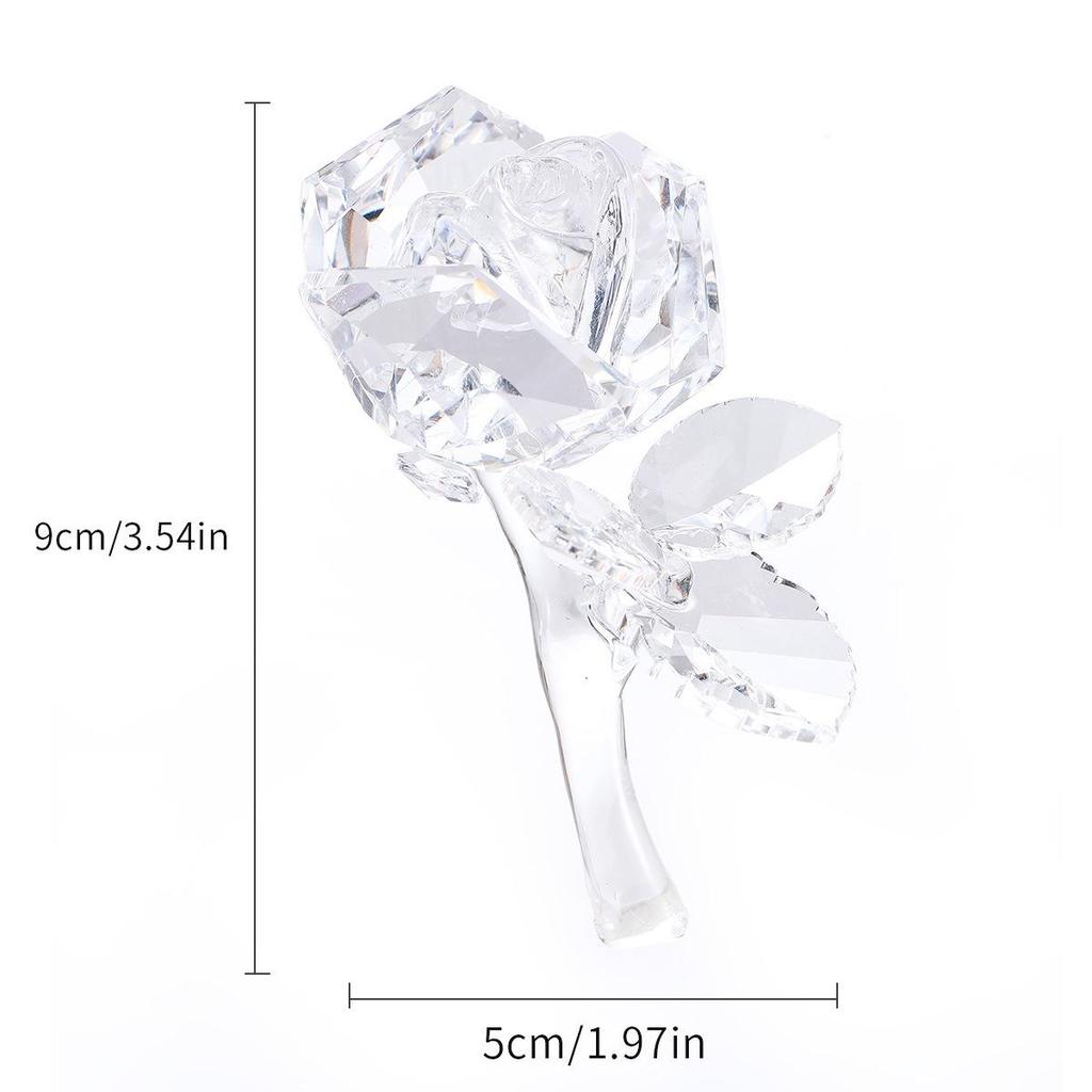 Crystal Glass Rose Ornament - Home Decor & Creative Gift