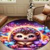 Sleepy Hedgehog Dreams Round Rug for Livingroom,Bedroom, Palyroom, Chair Rug, Area rug, Circle Carpet, Large Size Fan Christmas gift