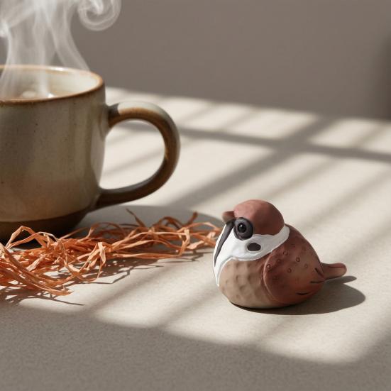 Hand Carved Texture Resin Cute Mini Bird Bird Figurine Small Statue Rustic Farmhouse