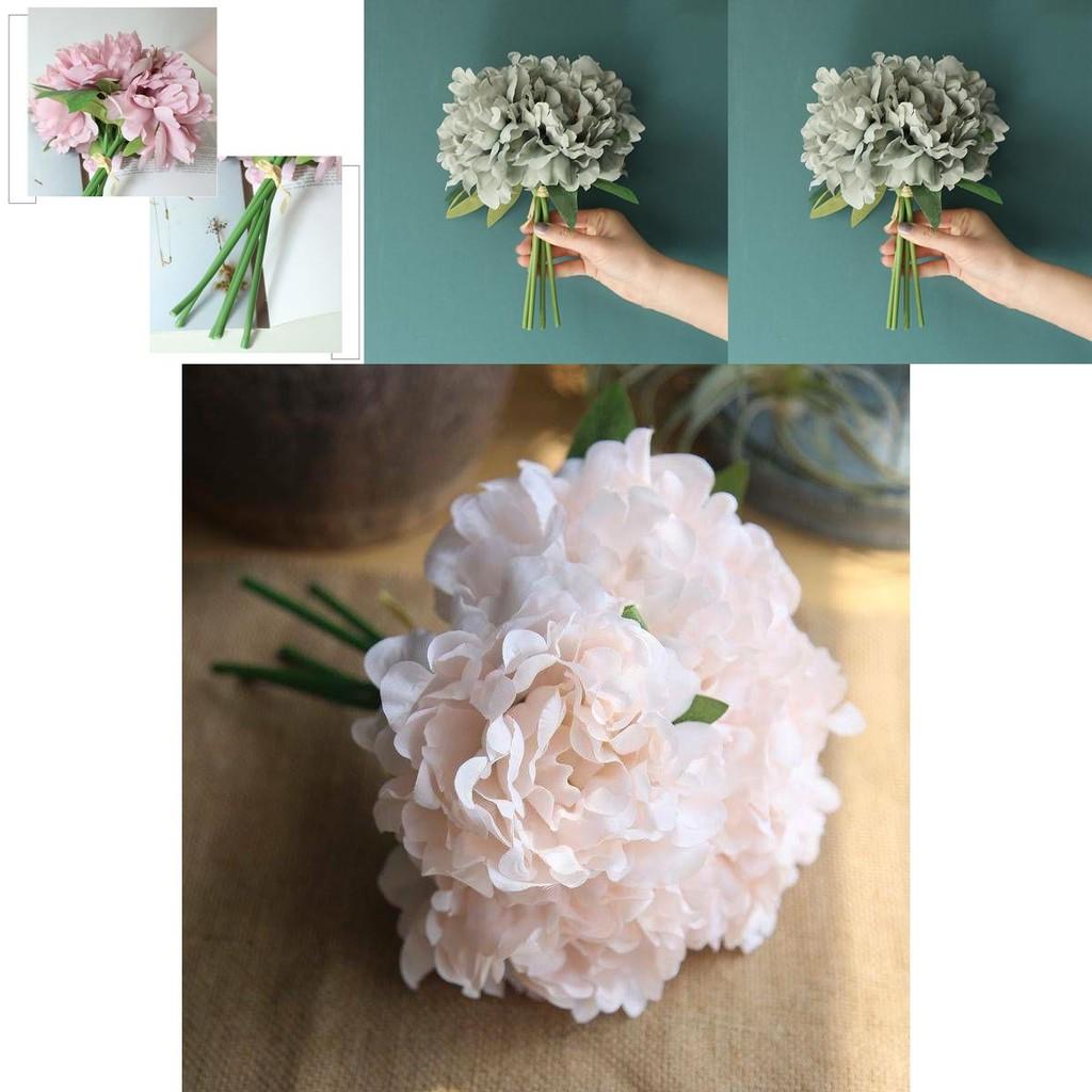 5 Heads Artificial Peony Silk Fake Flowers Hydrangea Bouquet For Elegant Wedding Party Decor**