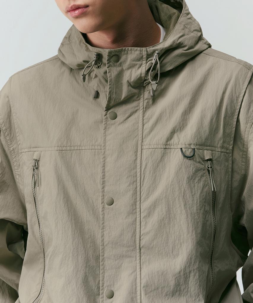 Musinsa Standard [City Leisure] Detachable Sleeve Windbreaker Jacket [Grayish Beige]