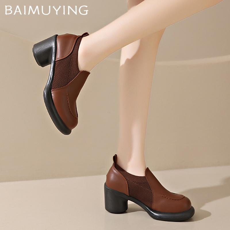 Chunky Women Ankle Boots Leather High Heels Fashion Shoes Winter 2024 Trend Designer Elegant Pumps New Gladiator Botas De Mujer