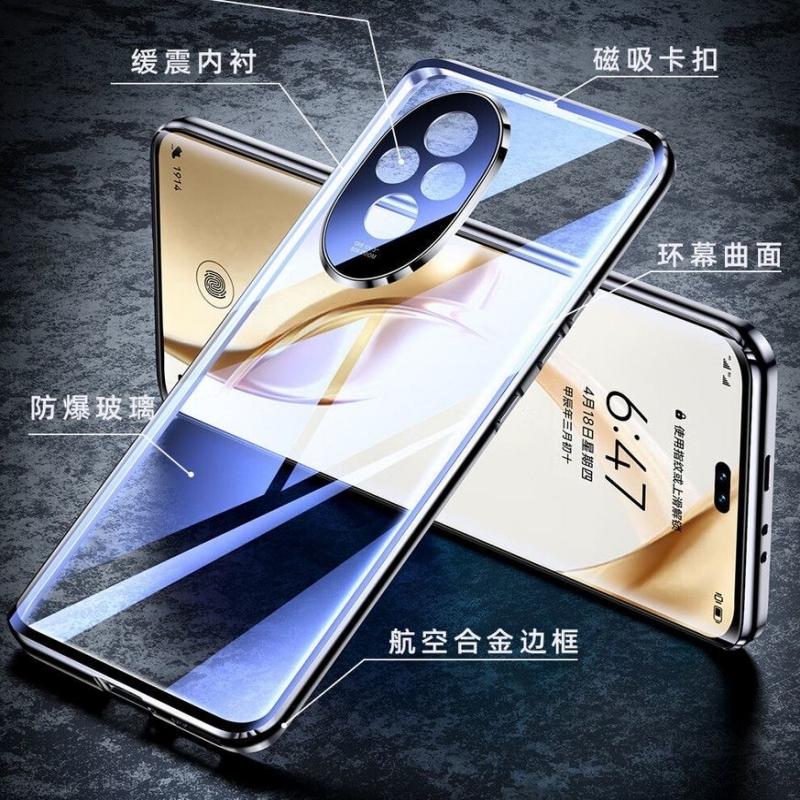 Funda Completa 360 Para Honor 200 Pro Funda Para Honor 200 100 Adsorción Magnética Doble Cara Cubierta Protectora de Vidrio Templado Metálico