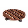 30cm Round Carbonized Wood Plant Pot Stand with Wheels Movable Flower Pot Tray Base