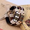 Men's Women's Punk Style Bangle Bronze Spring Wood Beads Weave Leather Bracelet