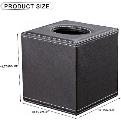 KINGFOM Square Pu Leather Tissue Box Cover, Modern Facial Tissue Holder, Roll Tissues Paper Case Dispenser for Bathroom Vanity Countertop, Night