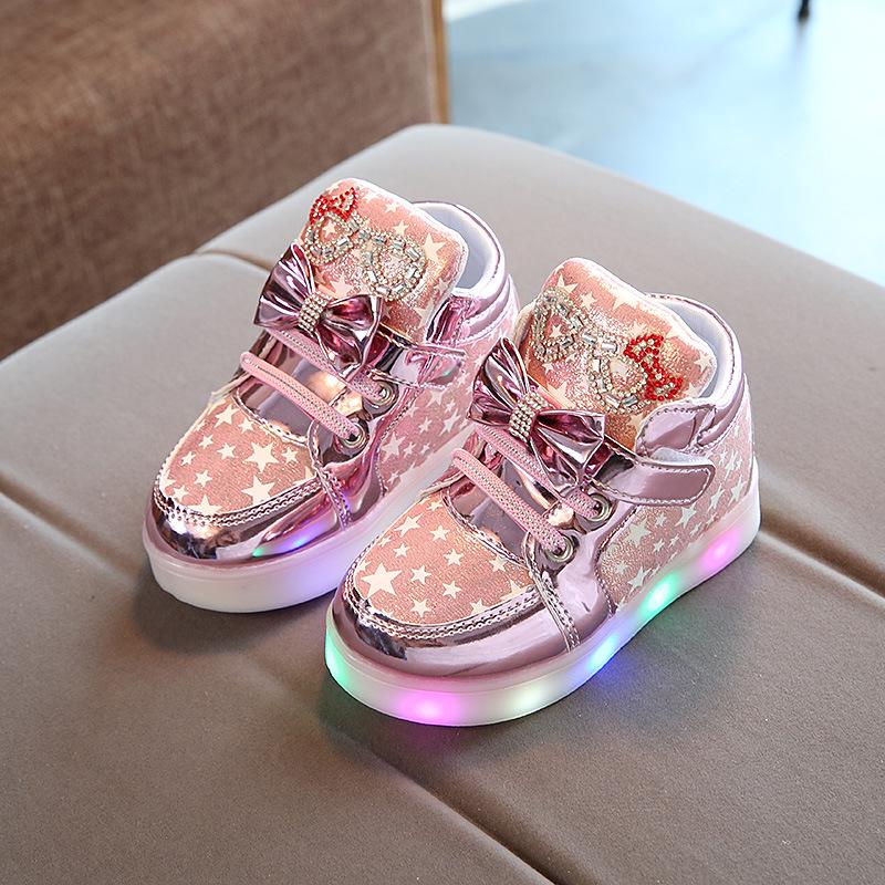 Korean-Style Breathable Velcro Luminous Skate Shoes for Kids (Spring/Autumn 2020)
