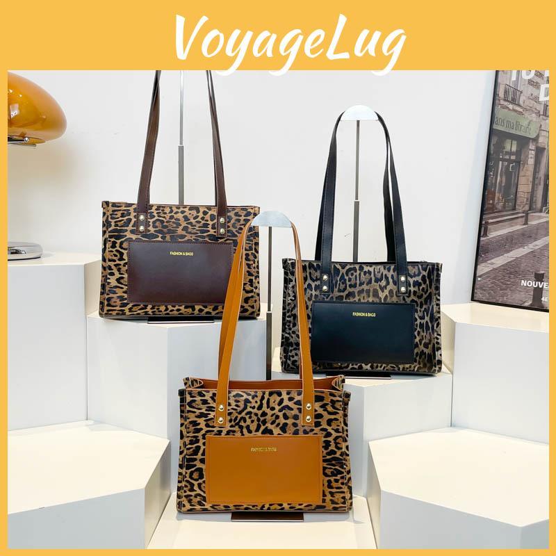 Print Leopard Fashionable Large Tote Bag For Women Stylish Pu Shoulder Handbag