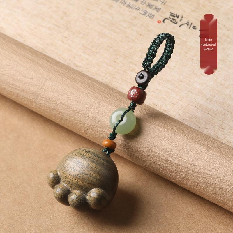 Sandalwood Cat Paw Keychain - Cute Cartoon Pendant Ornament for Women