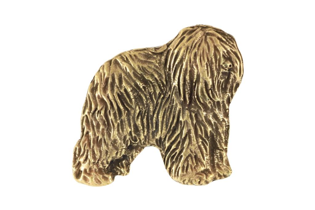Polish Lowland Sheepdog, PON, Valee Sheepdog II - gold-plated pin brooch, elegant dog ornament, unique pin by Art-Dog brand