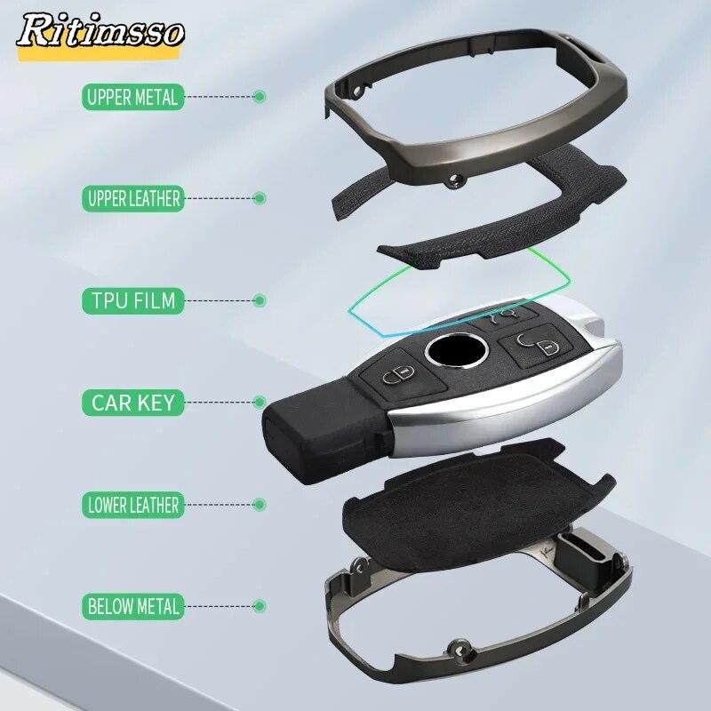 Carcasa din aliaj pentru cheia de la distanță pentru Mercedes Benz ABCER Class GLS GLA GLK GLC CLS CLA AMG W204 W205 W212 W463 W176