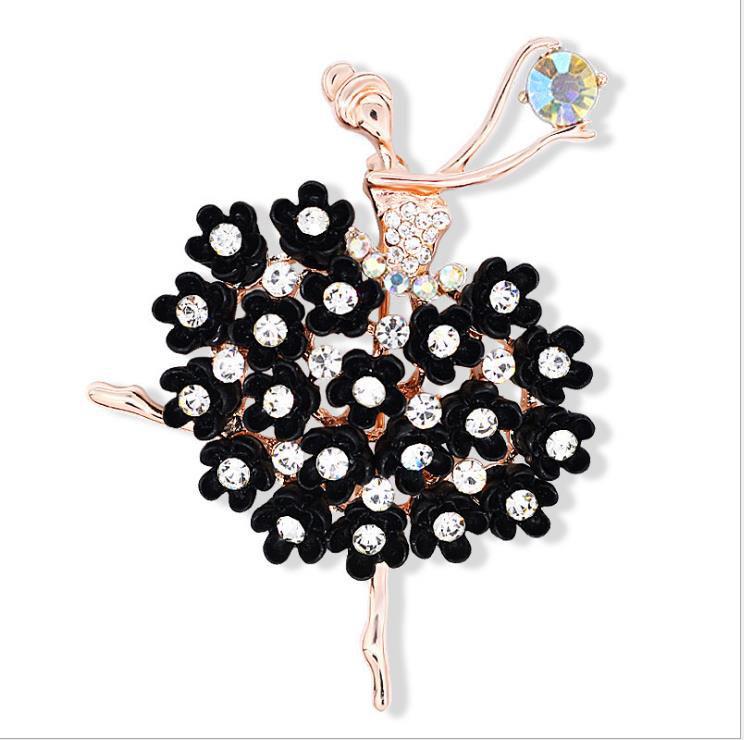 Broche & Pin de Revers Élégant Ballerine Cristal Multicolore