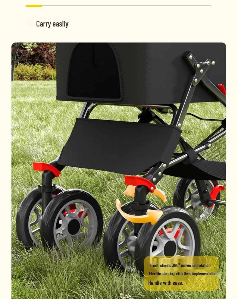 Foldable Lightweight Pet Stroller for Small & Medium Dogs and Cats