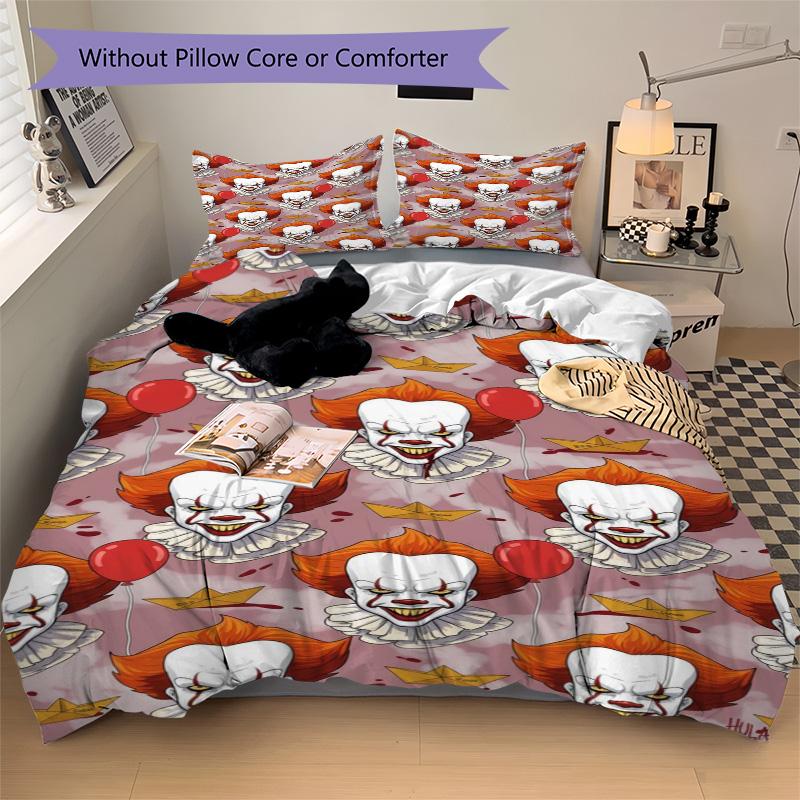Clown Bedding 3 Piece Set HD Print Duvet Cover Pillowcases for Teens Adult Bedroom Decoration Christmas Gift