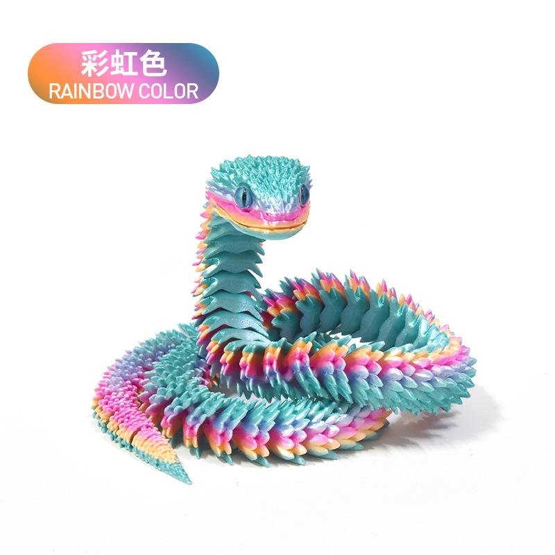3D Printed Snake Toy Lifelike Figurine Desktop Decoration Realistic Reptile Model Collectible One Size