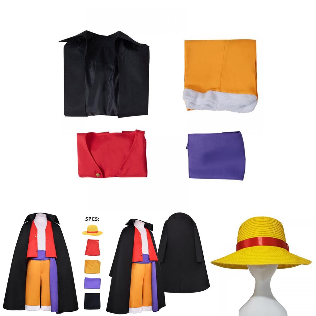 Autentický pánský cosplay set One Piece Wano Country s ikonickým kloboukem Luffyho