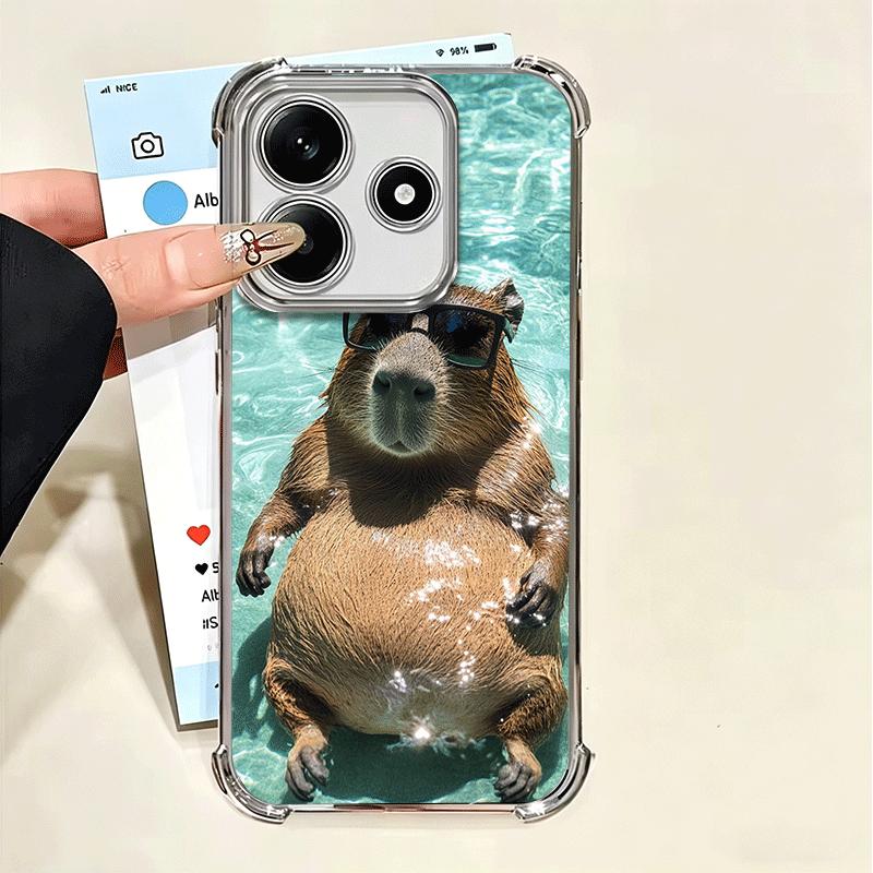 

Animal Capybara Cute Plating Phone Case For Xiaomi Poco X5 X6 X7 X8 Pro Max F8 Ultra F7 M8 M7 M5S Redmi 15C 15 14C 13C 13 X3 12C Xiaomi Poco M5S